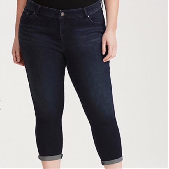 Torrid Cropped Luxe Skinny Jeans - Dark Wash - Picture 2 of 8